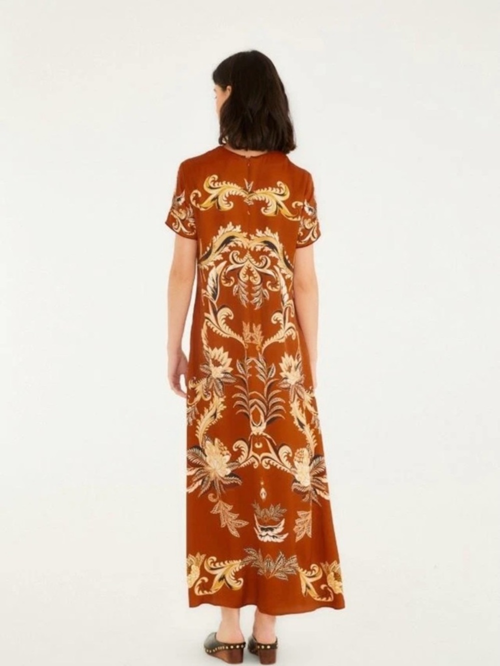 FARM Rio Rust Red Paisley Maxi Dress with Cream & Black Accents - Picture 9 of 9